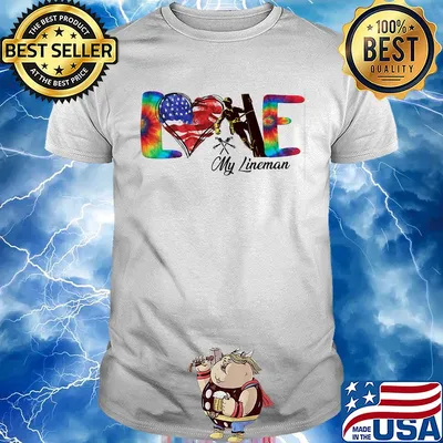 Love my lineman heart American flag veteran Independence Day shirt