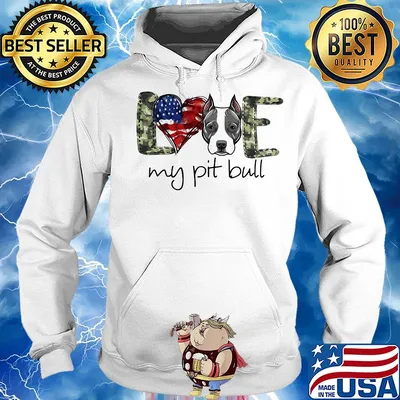 Love my pit bull heart American flag veteran Independence day s Hoodie