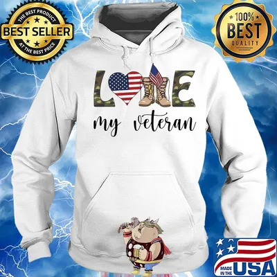 Love my veteran american flag independence day s Hoodie