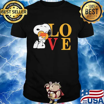 Love snoopy hug burger king heart shirt