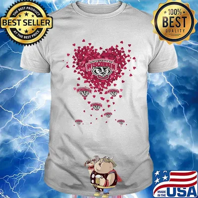 Love university of wisconsin logo hearts shirt