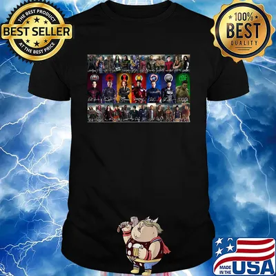 Marvel super heroes characters signatures shirt