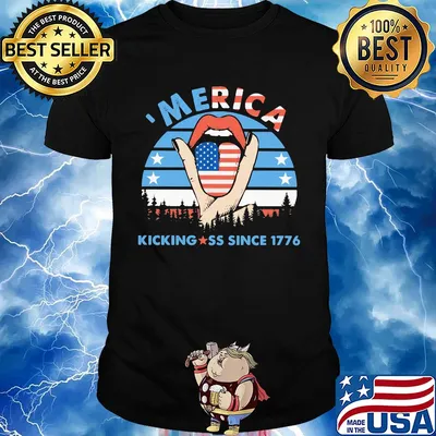 Merica kicking ass since 1776 american flag independence day vintage retro shirt