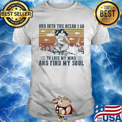 Mermaid fish and into the ocean i go to lose my mind and find my soul sunset vintage retro shirt