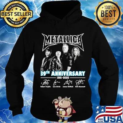 Metallica 39th anniversary 1981 2020 robert trujillo lars ulrich james hetfield kirk hammett signatures s Hoodie