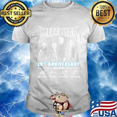Metallica 39th anniversary 1981 2020 robert trujillo lars ulrich james hetfield kirk hammett signatures shirt