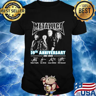 Metallica 39th anniversary 1981 2020 robert trujillo lars ulrich james hetfield kirk hammett signatures shirt