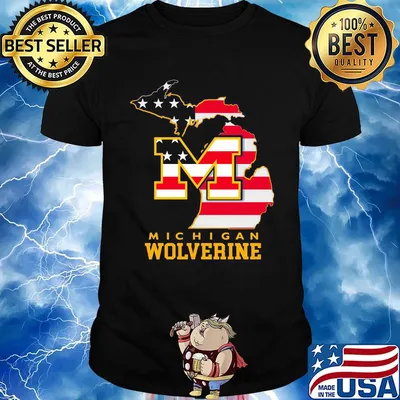 Michigan Wolverine American Flag Map Independence Day Shirt