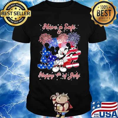 Mickey mouse have a safe and happy 4th of july firework american flag independence day shirt