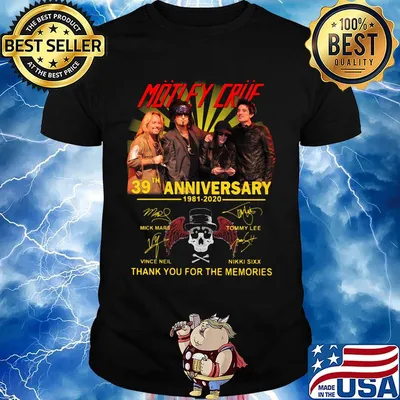 Motley crue 39th anniversary 1981 2020 thank you for the memories signatures shirt
