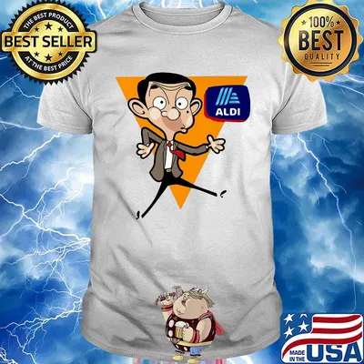 Mr. Bean cartoon aldi logo shirt