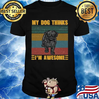 My Dog Thinks I'm Awesome Pug Vintage Retro Shirt