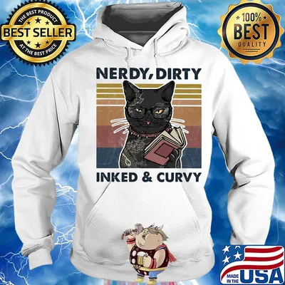 Nerdy dirty inked and curvy Cat vintage retro s Hoodie