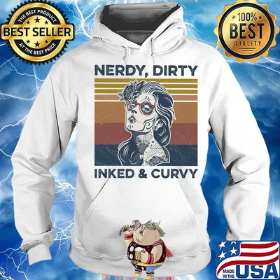 Nerdy dirty inked and curvy vintage retro s Hoodie
