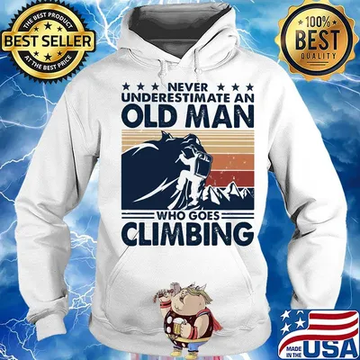 Never underestimate an old man who goes climbingvintage retro stars s Hoodie