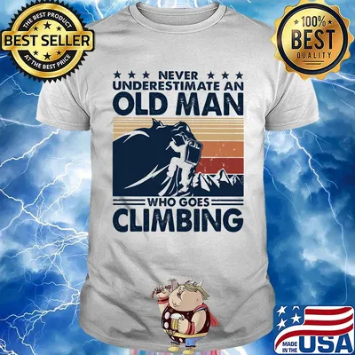 Never underestimate an old man who goes climbingvintage retro stars shirt