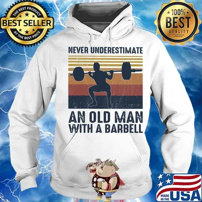 Never underestimate an old man with a barbell vintage retro s Hoodie