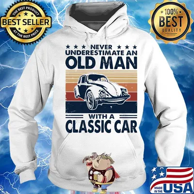 Never underestimate an old man with a classic car vintage retro stars s Hoodie