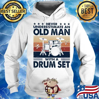 Never underestimate an old man with a drum set vintage retro stars s Hoodie