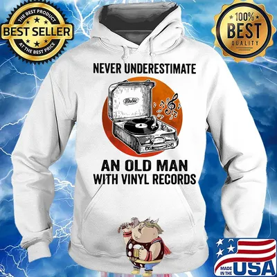 Never Underestimate An Old Man With Vinyl Records Antique Coal Disk Player Shirt Hoodie