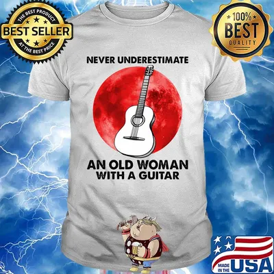Never underestimate an old woman with a guitar sunset shirt