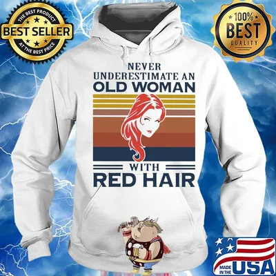 Never underestimate an old woman with red hair vintage retro s Hoodie