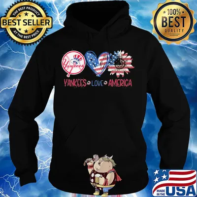 New york yankees love american flag independence day sunflower heart s Hoodie