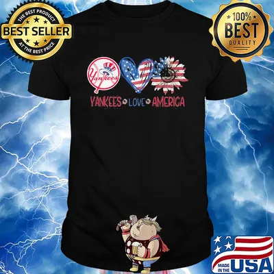 New york yankees love american flag independence day sunflower heart shirt