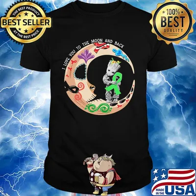 Nightmare i love to the moon and back baby groot hug cancer awareness green shirt