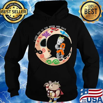 Nightmare i love to the moon and back baby groot hug cancer awareness orange s Hoodie