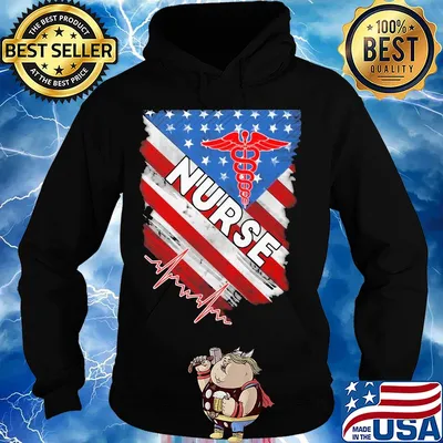 Nurse heartbeat american flag independence day s Hoodie