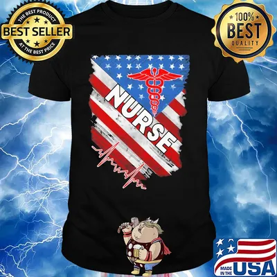 Nurse heartbeat american flag independence day shirt