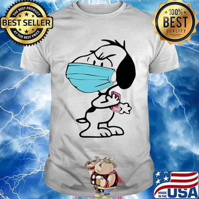 Nurse snoopy mask holding telephone shirt