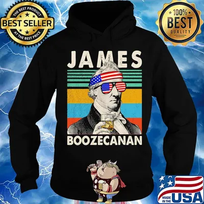 Official james boozecan wine american flag veteran independence day vintage retro s Hoodie