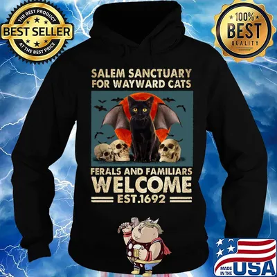 Official Salem Sanctuary Ror Wayward Cats Rerals An Familiars Welcome Est1962 Sunset Skullcap Shirt Hoodie