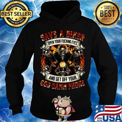 Official Save A Biker God Damn Phone Devil Fire Shirt Hoodie