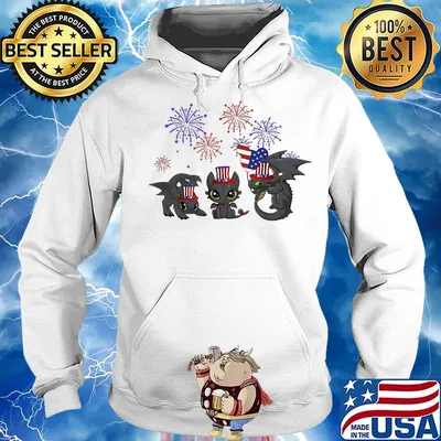 OFFICIAL STITCH FIREWORK AMERICAN FLAG INDEPENDENCE DAY TOOTHLESS SHIRT Hoodie