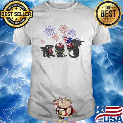 OFFICIAL STITCH FIREWORK AMERICAN FLAG INDEPENDENCE DAY TOOTHLESS SHIRT