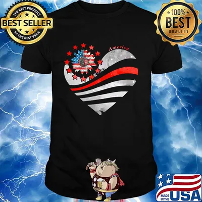 Official Sunflower Heart American Flag Independence Day Shirt