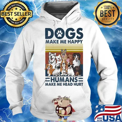 Paw dogs make me happy humans make me head hurt version 2 vintage retro s Hoodie