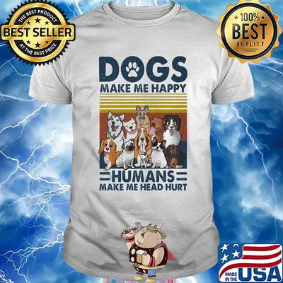Paw dogs make me happy humans make me head hurt version 2 vintage retro shirt