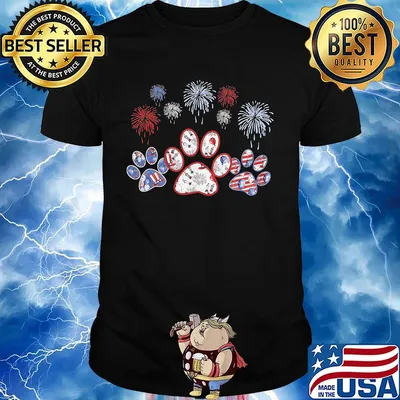 Paws dog firework america 4th of july independence day shirt