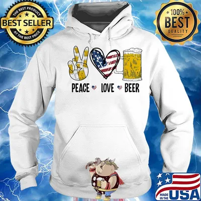 Peace love beer heart American flag veteran Independence day s Hoodie