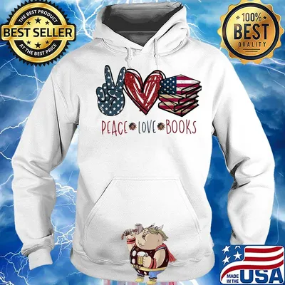 Peace love books american flag independence day s Hoodie