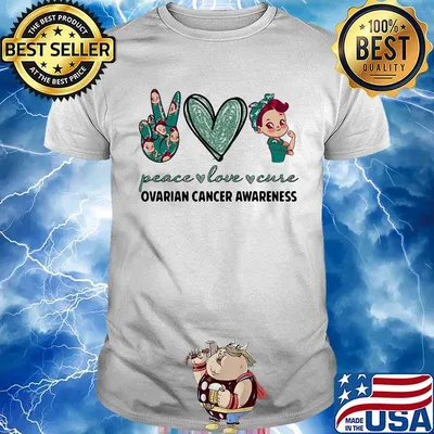 Peace love cure ovarian cancer awareness heart shirt