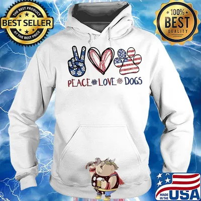 Peace love dogs heart american flag s Hoodie