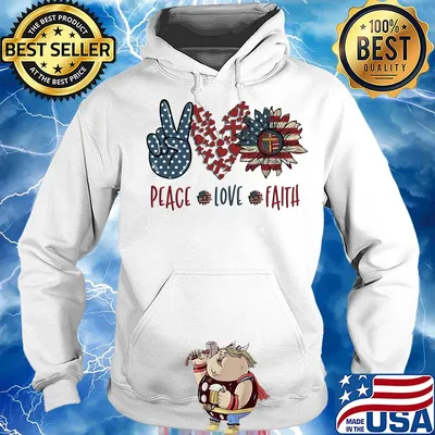 Peace love faith sunflower american flag independence day s Hoodie