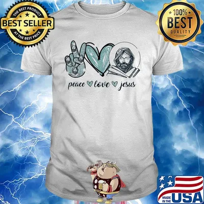 Peace Love Jesus Heart Finger Shirt