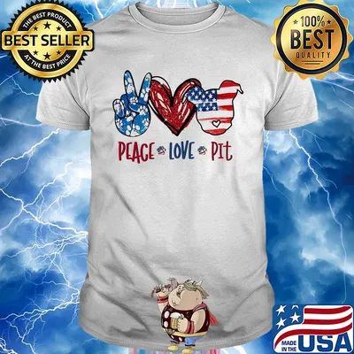 Peace love pitbull heart American flag veteran Independence day shirt