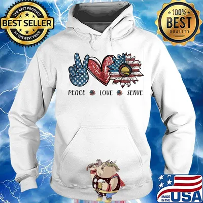 Peace love serve sunflower american flag independence day s Hoodie